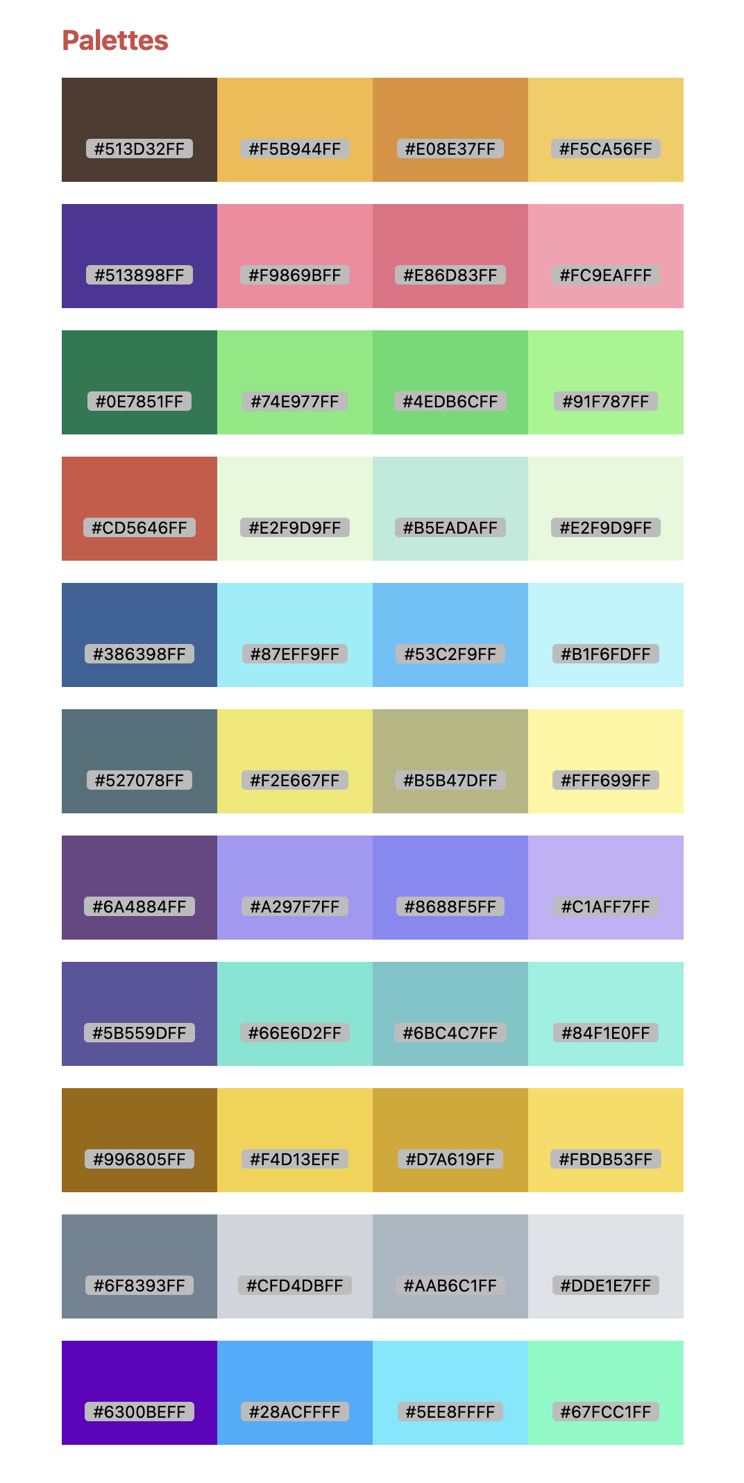 Grid of hex color values.