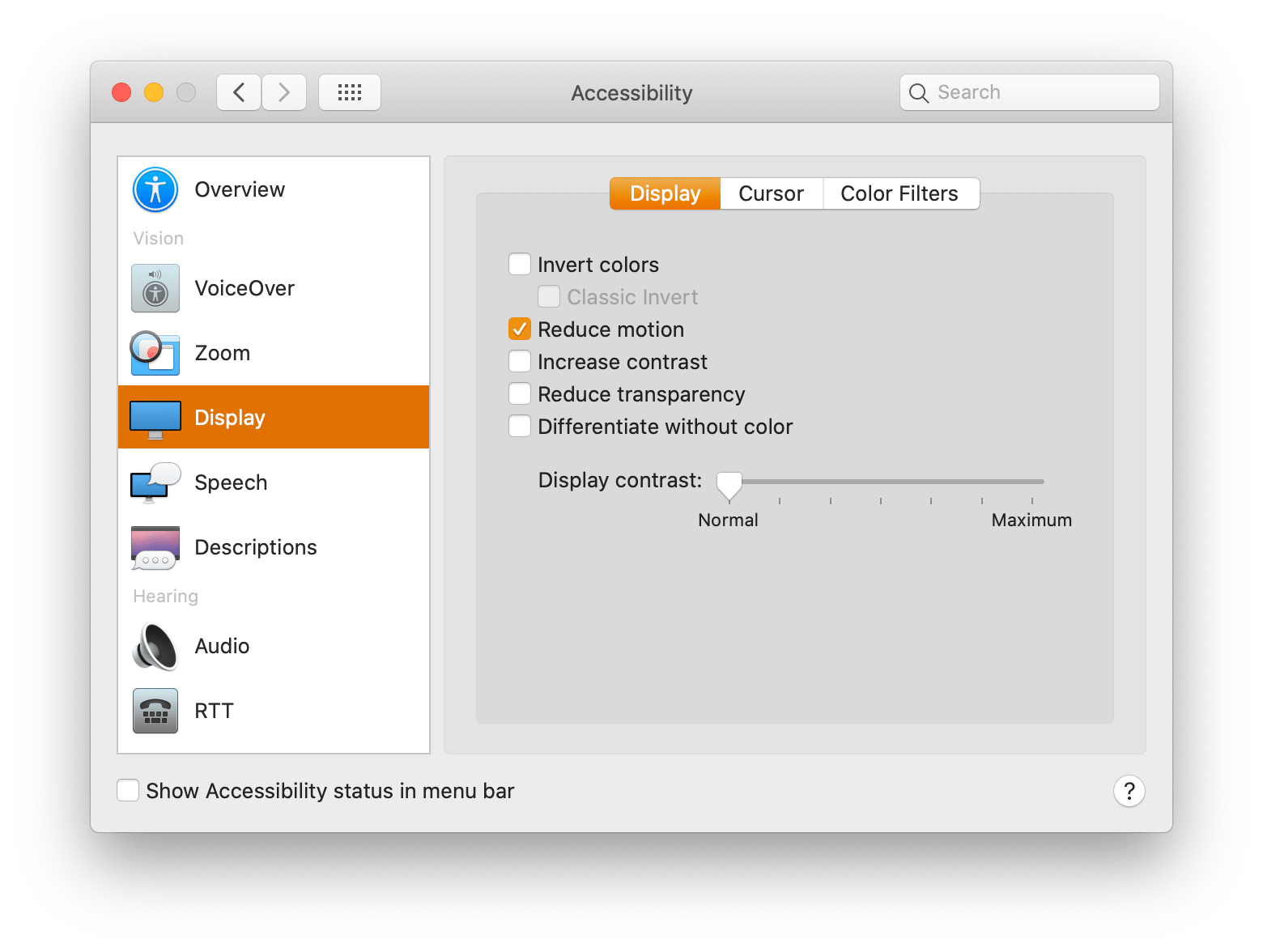 prefers-reduced-motion settings in MacOS.