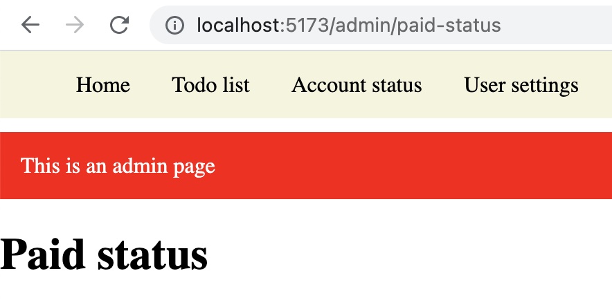 Red box beneath navigation that says this is an admin page.